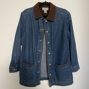 Denim jacket with corduroy collar